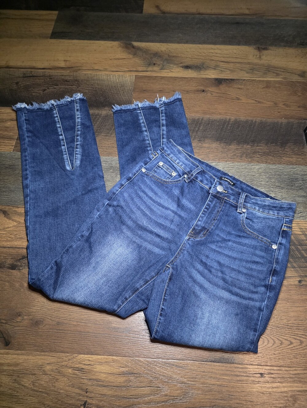 Flamingals Dark Blue Frayed Hem Women's Jeans